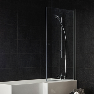 BADEKARVEGG NEJD 80X150 KLARGLASS MATT ALUMINIUM