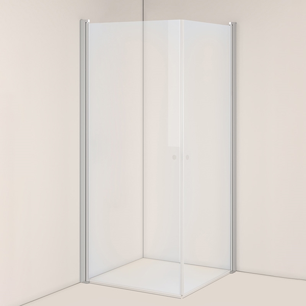 DUSJHJØRNE NEJD RETT 80X80 KLARGLASS MATT ALUMINIUM